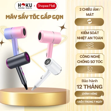 Máy sấy tóc mini 2 chiều HOKU 1.500W, gấp gọn, tạo kiểu chuyên nghiệp MST02 115k
