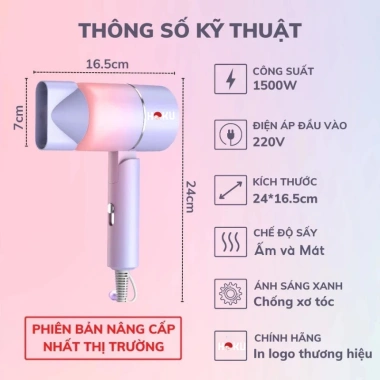 Máy sấy tóc mini 2 chiều HOKU 1.500W, gấp gọn, tạo kiểu chuyên nghiệp MST02 115k