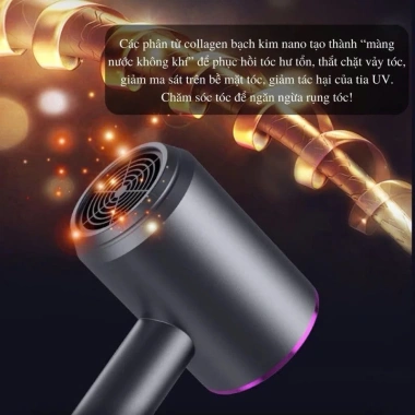 Máy sấy tóc mini công suất lớn 2 chiều nóng lạnh, ánh sáng tím - Giá chỉ 63.610 VND 2
