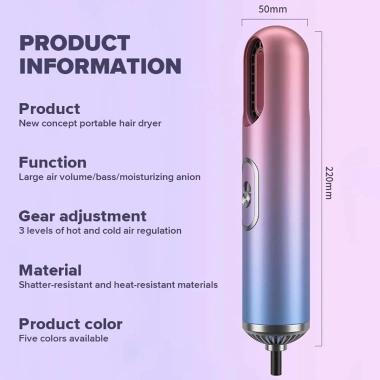 Máy sấy tóc mini gấp gọn 1.000W ánh sáng xanh đa chức năng, tạo kiểu chuyên nghiệp 99.000đ 9