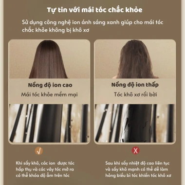 Máy sấy tóc mini Hiterry 2 màu, công suất lớn, ánh sáng xanh, bảo hành 6 tháng