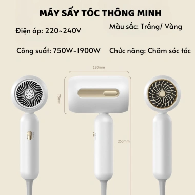 Máy sấy tóc mini Hiterry 3 tốc độ gió 2 chế độ nhiệt ion ánh sáng xanh salon 2