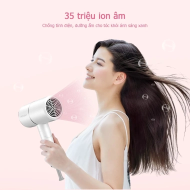 Máy sấy tóc mini HODEKT 3 chế độ gió nóng lạnh, đèn xanh bảo vệ tóc, giá chỉ 149k