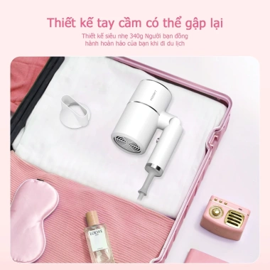 Máy sấy tóc mini HODEKT 3 chế độ gió nóng lạnh, đèn xanh bảo vệ tóc, giá chỉ 149k
