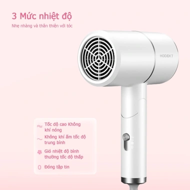 Máy sấy tóc mini HODEKT 3 chế độ gió nóng lạnh, đèn xanh bảo vệ tóc, giá chỉ 149k