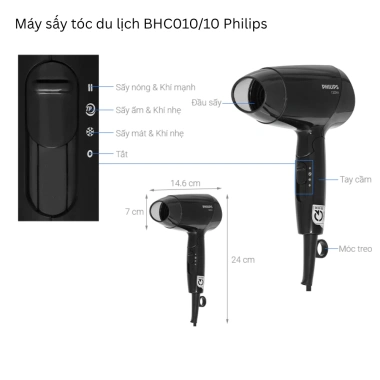 Máy sấy tóc Philips BHC010/10 1.200W gấp gọn, 3 chế độ sấy, giá 290.000 VND 5