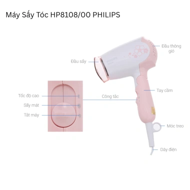Máy sấy tóc Philips BHC010/10 1.200W gấp gọn, 3 chế độ sấy, giá 290.000 VND 10