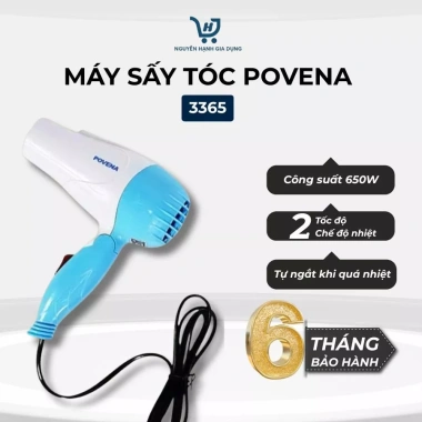 Máy sấy tóc POVENA-3.365 - Quạt gió mạnh, 2 chế độ nhiệt, giá chỉ 172.500₫