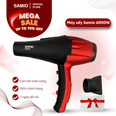 Máy sấy tóc Salon 6.000W SAMIO - Hai chiều Nóng/Lạnh, Đảo chiều, Giá chỉ 290.000đ