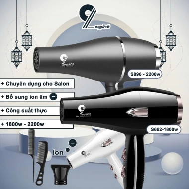 Máy sấy tóc salon công suất lớn 1.800‑2.200W chính hãng bảo hành 12 tháng