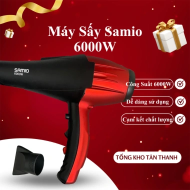 Máy sấy tóc SAMIO 6.000W, 2 chiều nóng lạnh, 3 chế độ, dây dài 2m salon