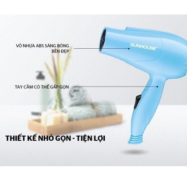 Máy sấy tóc Sunhouse mini SHD2.305 2 tốc độ, tay cầm gấp gọn du lịch giá rẻ