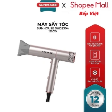 Máy sấy tóc Sunhouse SHD2.304 1.200W 2 nhiệt gió mát tay cầm gập gọn giá ưu đãi 296.010₫