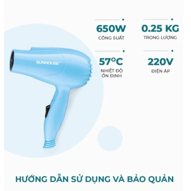 Máy sấy tóc Sunhouse SHD2.305 650W - 2 tốc độ gió, 2 mức nhiệt, tản nhiệt tốt, giảm giá 131.000₫ 8 Máy sấy tóc Sunhouse SHD2.305 650W - 2 tốc độ gió, 2 mức nhiệt, tản nhiệt tốt, giảm giá 131.000₫ 8