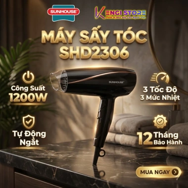 Máy sấy tóc Sunhouse SHD2.306 đen - 12 tháng bảo hành, giảm giá tới 214.000₫