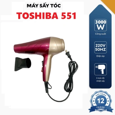 Máy sấy tóc Toshiba 551 3.000W – Công suất mạnh, bảo hành 12 tháng, giá ưu đãi 125.000đ