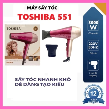 Máy sấy tóc Toshiba 551 3.000W – Công suất mạnh, bảo hành 12 tháng, giá ưu đãi 125.000đ