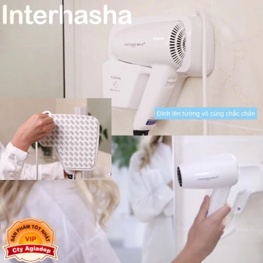 Máy sấy tóc treo tường Interhasa + Băng dính chắc dán tường kính Ưu đãi 340k