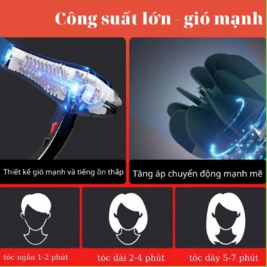 Máy sấy tóc VIHAM 3 chế độ nóng lạnh, an toàn cho tóc, giảm giá 159.000đ, tặng 3 món 6
