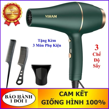 Máy sấy tóc VIHAM 3.500W 3 chế độ nóng lạnh, động cơ AC gió mạnh, tặng 3 phụ kiện - Giá chỉ 159k Máy sấy tóc VIHAM 3.500W 3 chế độ nóng lạnh, động cơ AC gió mạnh, tặng 3 phụ kiện - Giá chỉ 159k