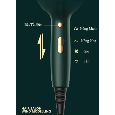 Máy sấy tóc VIHAM 3.500W 3 chế độ nóng lạnh, động cơ AC gió mạnh, tặng 3 phụ kiện - Giá chỉ 159k