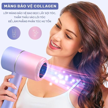 Máy sấy tóc Wasabi 1.200W ánh sáng xanh làm mềm khỏe tóc giảm giá 119.000