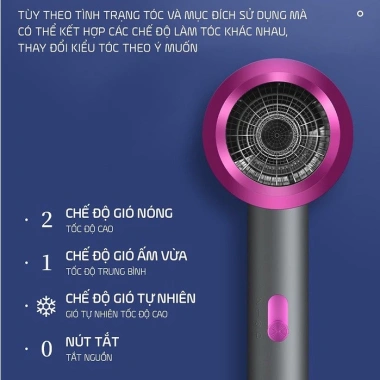 Máy sấy tóc Weilaiya 1.800W tốc độ cao, sấy nhanh, nhiệt độ thông minh, giữ độ bóng ẩm - 159.000đ
