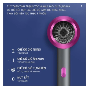 Máy sấy tóc Weilaiya 1.800W tốc độ cao, sấy nhanh, nhiệt độ thông minh, giữ độ bóng ẩm - 159.000đ