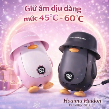 Máy Sưởi Ấm Cầm Tay Mini Penguin 2.026 Sạc dự phòng, LED đa năng, giữ ấm tay & bụng, 155.000₫