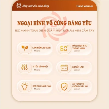 Máy sưởi ấm mini cầm tay Star Pet kèm sạc dự phòng - Quà tặng dễ thương, chỉ 159.000₫