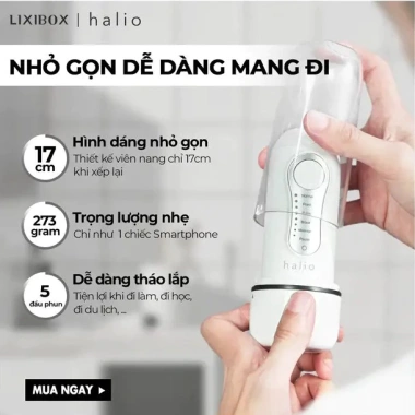 Máy tăm nước Halio Professional 6 chế độ không dây - Phù hợp răng niềng, giảm giá