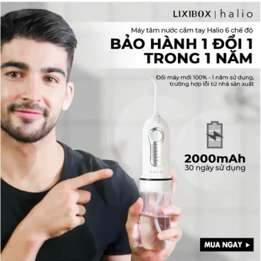 Máy tăm nước Halio Professional 6 chế độ không dây - Phù hợp răng niềng, giảm giá