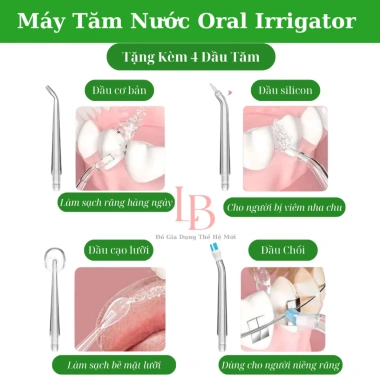 Máy tăm nước Oral Irrigator Pro 2.024 - 3 cấp độ, 4 đầu tăm, giảm giá 209.000₫ 7