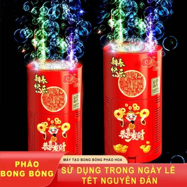 Máy Tạo Bong Bóng 20 Nòng Xoay Đèn LED và Âm Thanh, Phát Tết Nguyên Đán, Giá 50.000đ