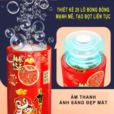 Máy Tạo Bong Bóng 20 Nòng Xoay Đèn LED và Âm Thanh, Phát Tết Nguyên Đán, Giá 50.000đ