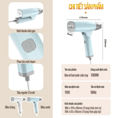 Máy ủi hơi nước cầm tay mini, phẳng tức thì, thiết kế nhỏ gọn, dễ mang theo giá chỉ 285.000 VND