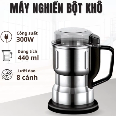 Máy xay bột khô siêu mịn 300W 6 lưỡi dao đa năng - Nghiền hạt cà phê, ngũ cốc, gia vị, giá chỉ 109.000₫