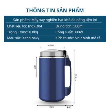 Máy xay đa năng 300W cối thủy tinh 4 lưỡi dao, xay hạt khô, thịt, 3 tốc độ - Giá chỉ 169.000đ