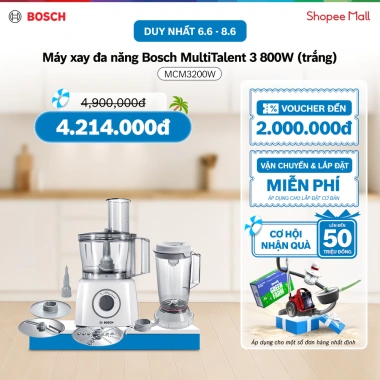 Máy xay đa năng Bosch MCM3.200W MultiTalent 3 800W trắng - Hàng chính hãng giảm tới 3tr Shopee