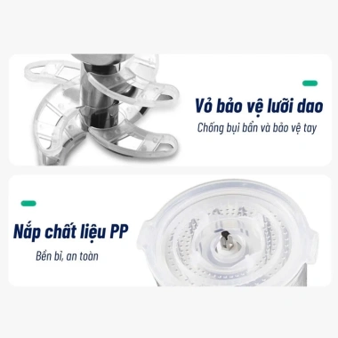 Máy Xay Misu Louis 300ml Cối Thủy Tinh 6 Lưỡi Dao Xay Rau Củ Dặm Tiện Lợi 192k