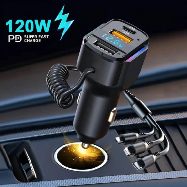 MechMate Tẩu Sạc Nhanh 120W 3in1 USB + Type‑C, Cắm Ổ Diêm, K4 Đa Năng cho Xe Hơi 2 MechMate Tẩu Sạc Nhanh 120W 3in1 USB + Type‑C, Cắm Ổ Diêm, K4 Đa Năng cho Xe Hơi 2