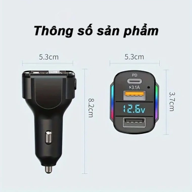MechMate Tẩu Sạc Nhanh 120W 3in1 USB + Type‑C, Cắm Ổ Diêm, K4 Đa Năng cho Xe Hơi