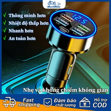 MechMate Tẩu Sạc Nhanh Ô Tô 300W PD/QC3.0 - 6 Cổng USB & Type-C, Cắm Trực Tiếp Ổ Diêm, Giá ưu đãi 58.433 VND