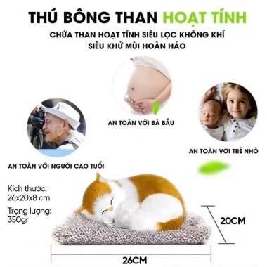 Mèo Con và Chó Con Nhồi Bông Lông Mềm, Than Lọc Không Khí - Trang Trí Xe, Phòng Ngủ, 119k 9