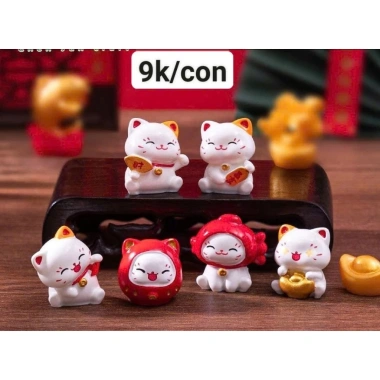 Mèo Thần Tài Mini Trang Trí Tiểu Cảnh, Chậu Cây, Đặt Bàn Làm Việc, Xe Ô Tô – Giá Chỉ 9.000₫