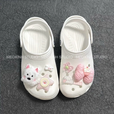 MEOXINHSTUDIO Ảnh Thật Dép Sục Đi Chơi Dễ Đeo Túi và 6 Charms Nơ Phồng Hồng Cún Con Cute Giá Ưu Đãi 410k 3 MEOXINHSTUDIO Ảnh Thật Dép Sục Đi Chơi Dễ Đeo Túi và 6 Charms Nơ Phồng Hồng Cún Con Cute Giá Ưu Đãi 410k 3
