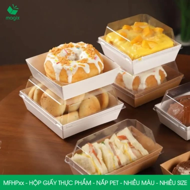 MFHP Combo 25 hộp giấy nắp PET đựng thực phẩm đa màu đa size Tiết kiệm, tiện lợi 5