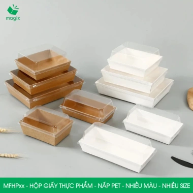 MFHP Combo 25 hộp giấy nắp PET đựng thực phẩm đa màu đa size Tiết kiệm, tiện lợi 6