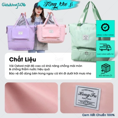 Miễn phí ship Túi xách du lịch 2 tầng gấp gọn, balo đa năng nhiều ngăn rộng rãi 4