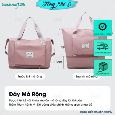 Miễn phí ship Túi xách du lịch 2 tầng gấp gọn, balo đa năng nhiều ngăn rộng rãi 6